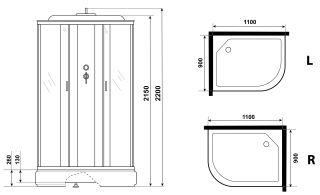 Душевая кабина Niagara NG-33194-14RF с гидромассажем 110x90см серебро/матовое